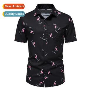 2022 Eurocode Mens Fashi Business Beach Short Sleeve Shirt F
