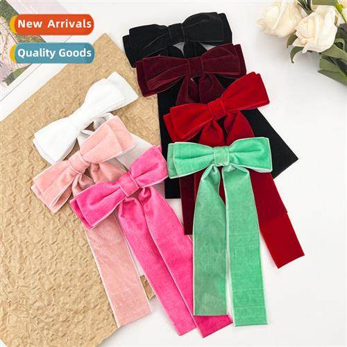 Velvet bow ribb hair clips female temperament elegant retro