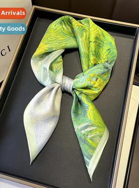 Summer green wheat field oil painting silk mulberry silk sma