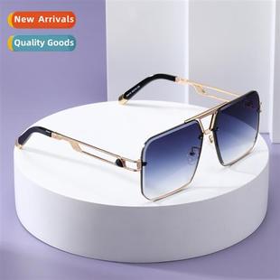 edge metal mens Large hollow cut sunglasses legs frame