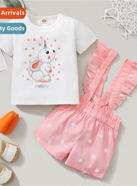 Girls spring  fall  2022 new n rabb print short-sleeved top