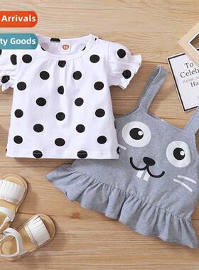 Girls Spring  Autumn 2021 new n short-sleeved polka dot prin