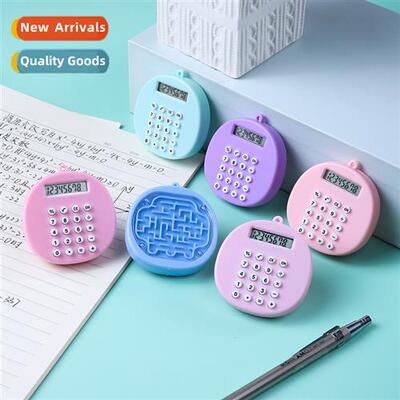 Multi-functi 8-dig Electric Calculator Tiny Cute Round Maze