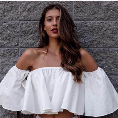 2023 Hundreds  sexy e-shoulder ruffled five-quarter sleeve g