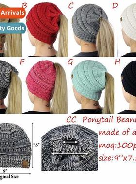 2020 new Europe and  Uned States popular knted pytail hat wo