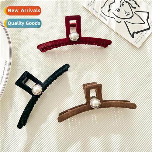 Advanced sense  retro pearl velvet hair claw autumn and wint