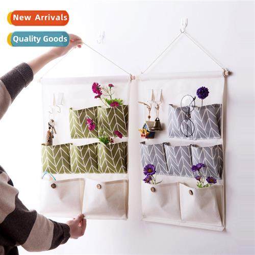 Home furnishings seven pockets hanging bag cott  linen water