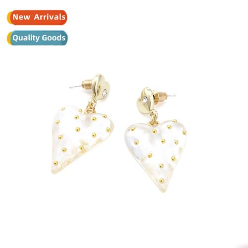 Fresh  Sweet Clear Heart Resin Earrings Valentines Day Desig