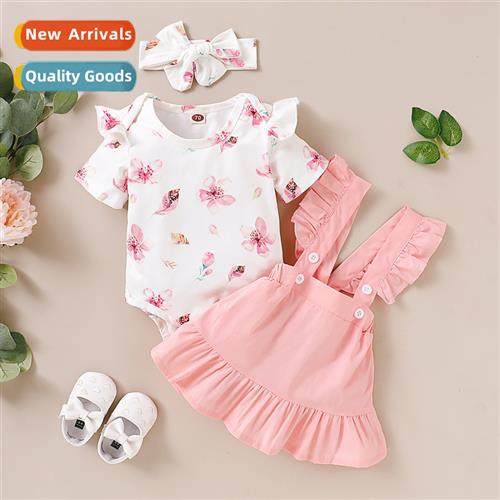 Girls Spring  Autumn 2020 new n short-sleeved small flower p