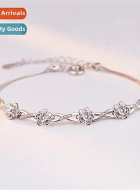 n 925 silver plated three lives, three peach blossom flower