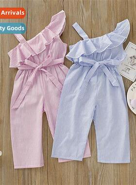 Girls Spring  Autumn 2020 new n sleeveless halter striped mi