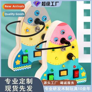 new LED puzzle children early block wooden busy Young lights