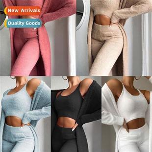 pants short undershirt plush sexy neck three 2023 new