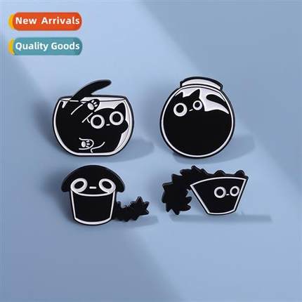 New hide and seek cat shape cute animal brooches simple nich