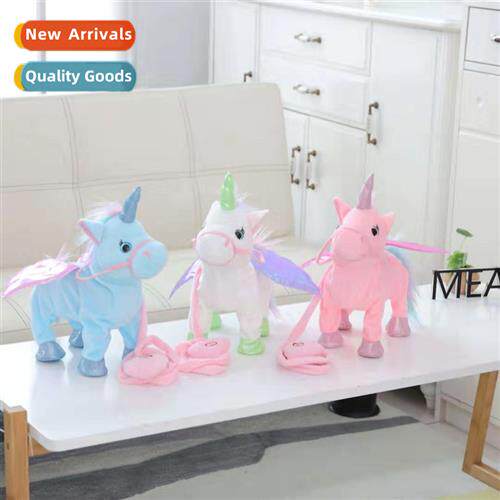 Electric leash unicorn plush toy fiber rope Pegasus doll can
