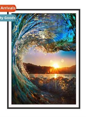 Diamd painting new DIY sea waves full  round diamds h-pointe