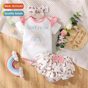 2022 new short spring sleeved printed fall letters Girls