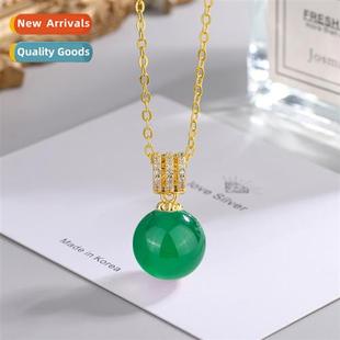 natural zirc green agate female Vintage pendant temperament