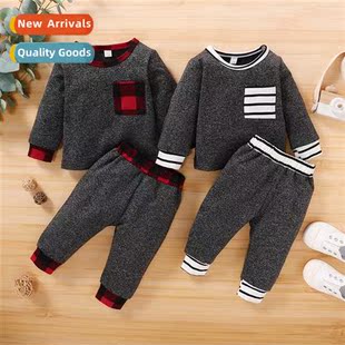 autumn printed plaid sleeved new 2021 spring Girls