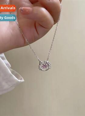 2022 new KT cat jumping heart necklace female light luxury n