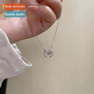 necklace luxury light female heart jumping cat new 2022