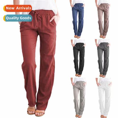 2022 Womens Spring  Summer New Womens Pants Pure Color Cott