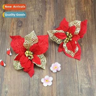 colorful gold pink 21cm leaves velvet sequins Christmas red