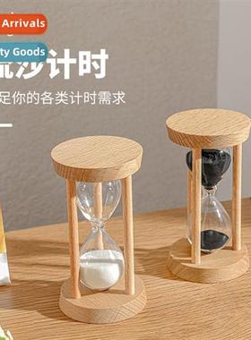 Creative 10 minutes three columns round wooden hourglass tim