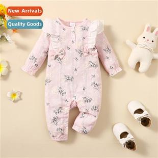 sleeved spring printed flowers new 2022 fall baby ins