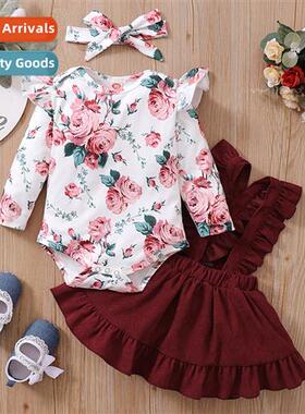 Girls spring  autumn  2021 new n flowers printed lg-sleeved