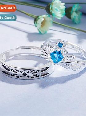 n new princess   knight couple ring female blue diamd Thai s