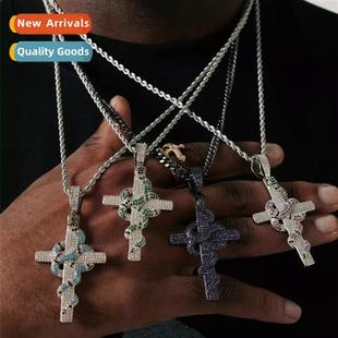 pendant new diamd full retro cross snake colorful hop hip