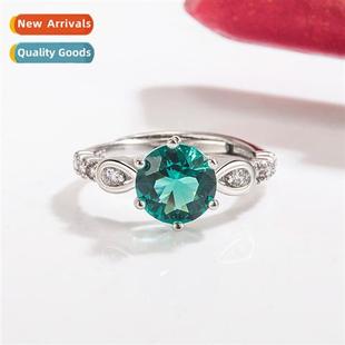 diamd imati 14K green female gold ring Fashi emerald