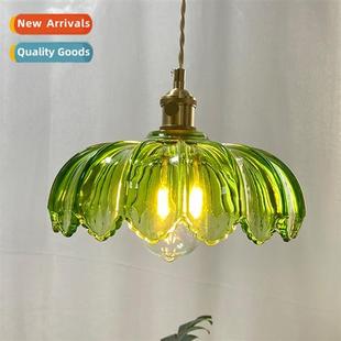 nostalgic rustic lamps Green brass ceiling lanterns glass
