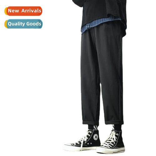 Casual solid color straight pants men 2022 spring and autumn