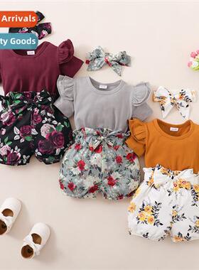 Girls spring  autumn  2021 new n solid color short-sleeved t