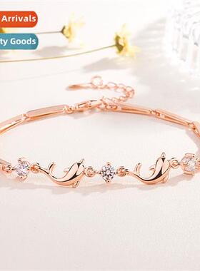 n rose gold dolphin bracelet female bracelet wh diamd zircia