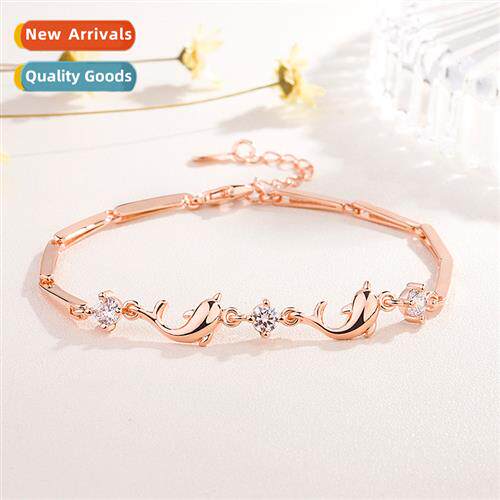 n rose gold dolphin bracelet female bracelet wh diamd zircia