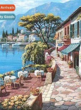 Cross Stch New DIY Seaside Town Full Stch Simple Hmade Threa