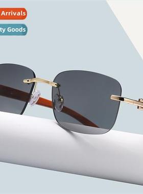 Wood grain temples small frame ocean lens sunglasses C famil