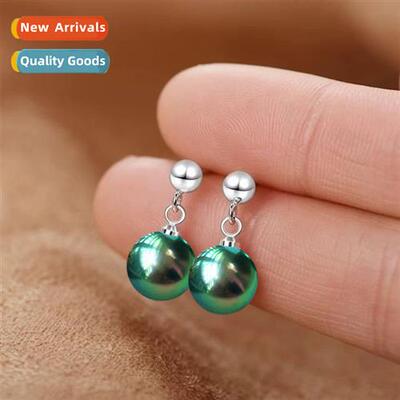 925 sterling silver dem purple peacock green shell beads ear