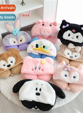 Cute carto Pacha dog ballet rabb hooded U-shaped neck pillow