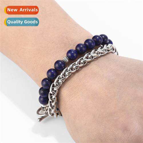 Jewelry 8mm Tiger Eye Bracelet Stainless Steel Chain Black F