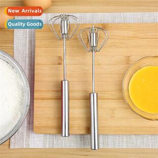 Manual Press Type DIY Rotary Whisk Baking Creamer Stainless