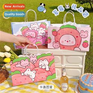 Cute strawberry rabb rabb paper bag shaped hbag shopping bag