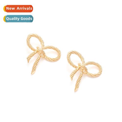 ZA persaly temperament twisted texture bow earrings sweet  l
