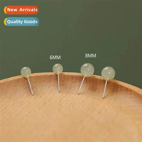 Retro French senior   temperament imati  field jade earrings