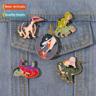 Animal World Alloy Pin Carto Cute Dinosaur Baking Lacquer Ba
