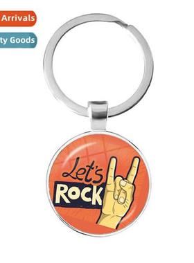 Creative Victory Rock Gesture Time Gemste Keychain Pendant B