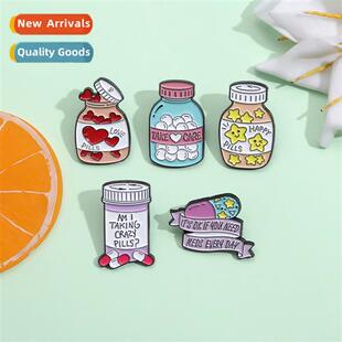 Carto pill bottle shape brooch cute pills creative bottle me